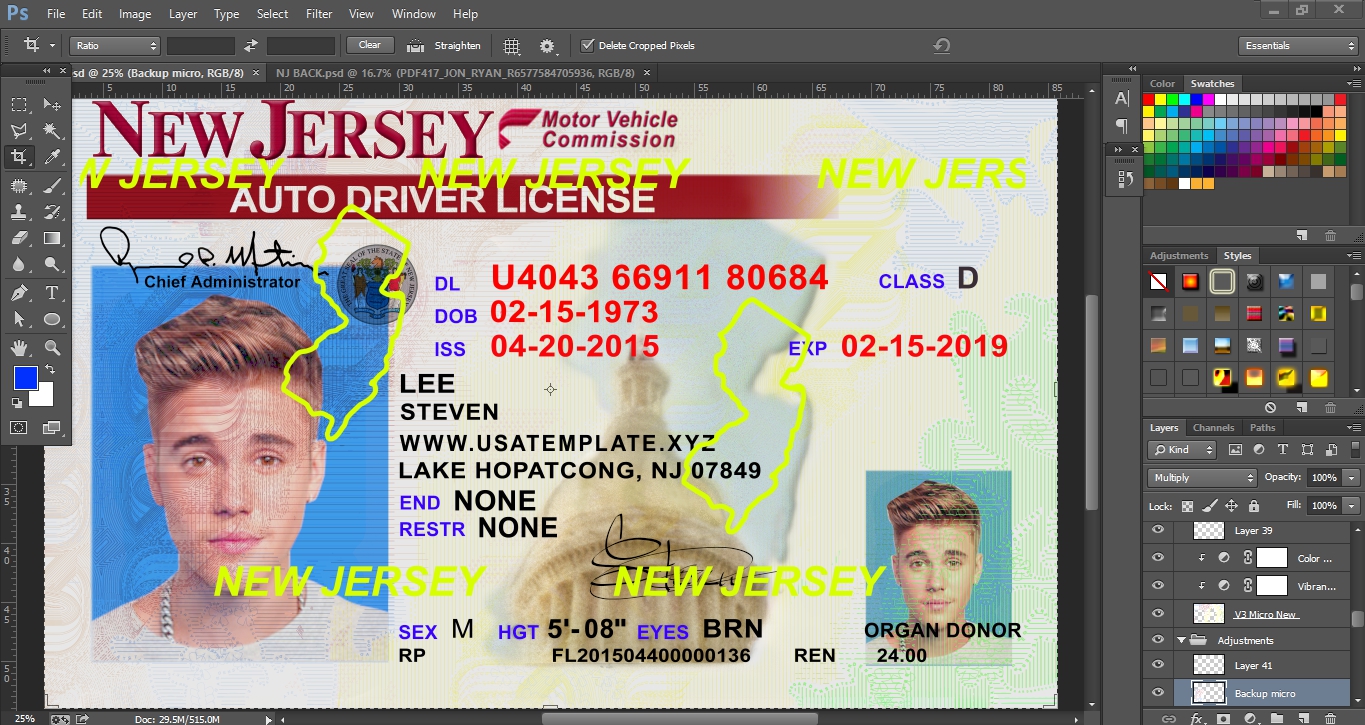 New Jersey Drivers License Format
